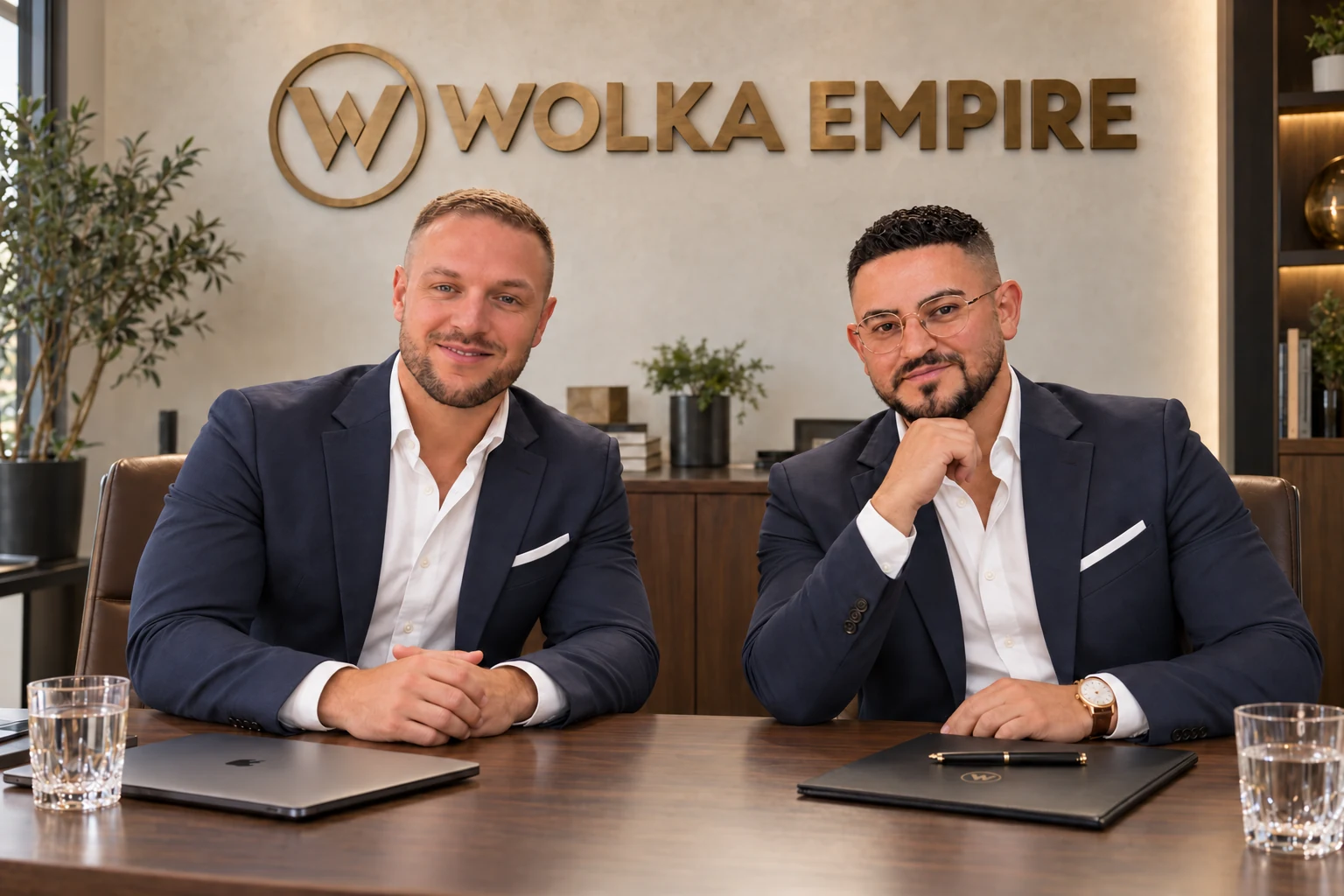 Dennis Wollenberg und Adrian Kaatz, die Gründer von WOLKA EMPIRE, im Büro